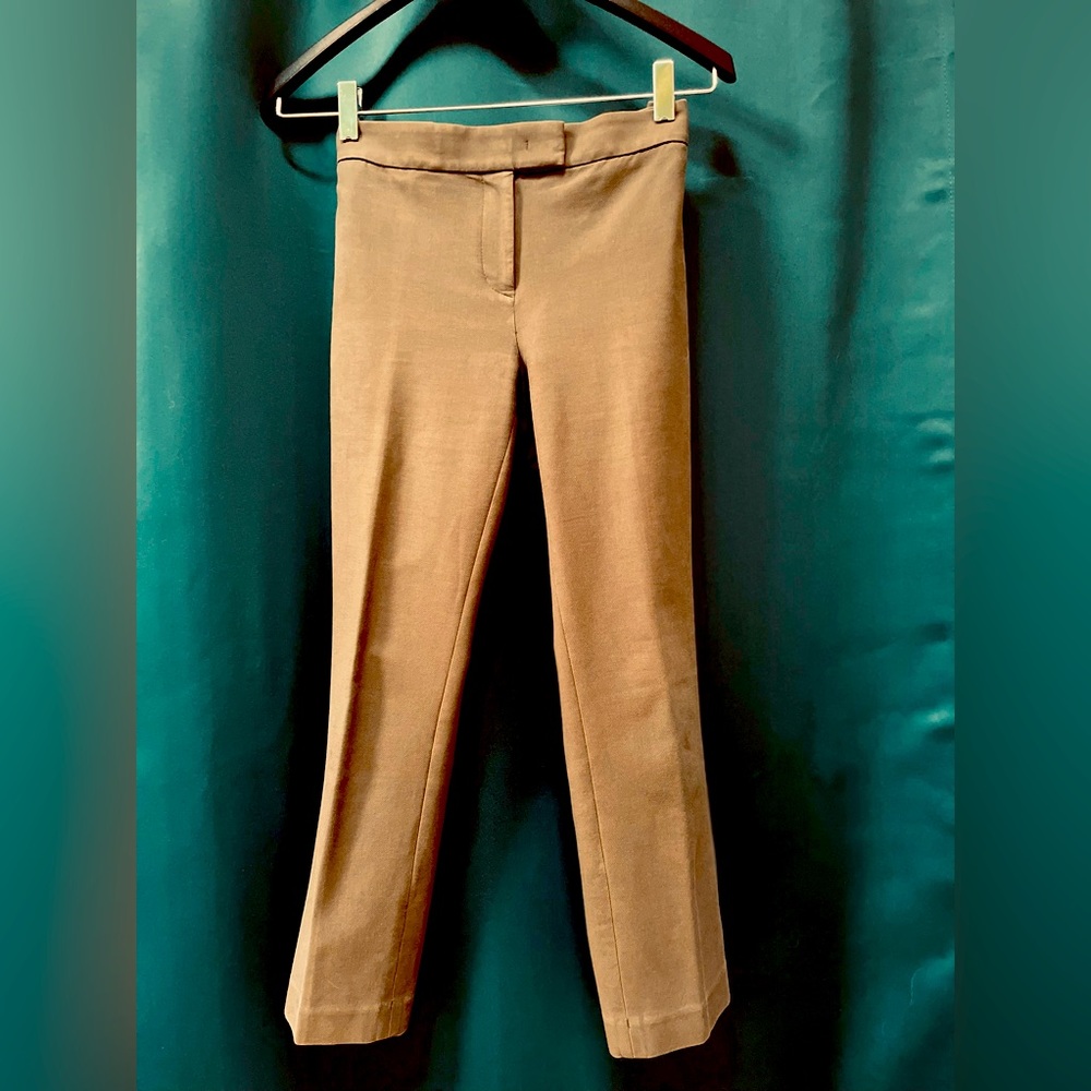2P Ann Taylor Olive Green Cropped Straight Leg Trouser